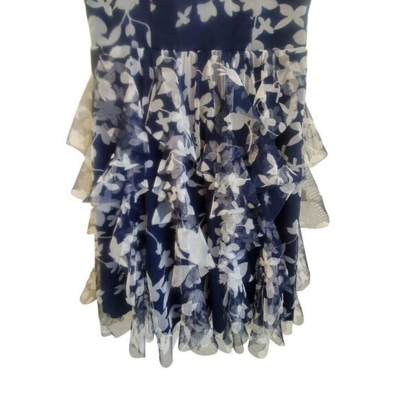TEEZE ME Dress Women 7 Navy Sleeveless Formal Layered Ruffle Mesh Midi Party - Picture 2 of 8